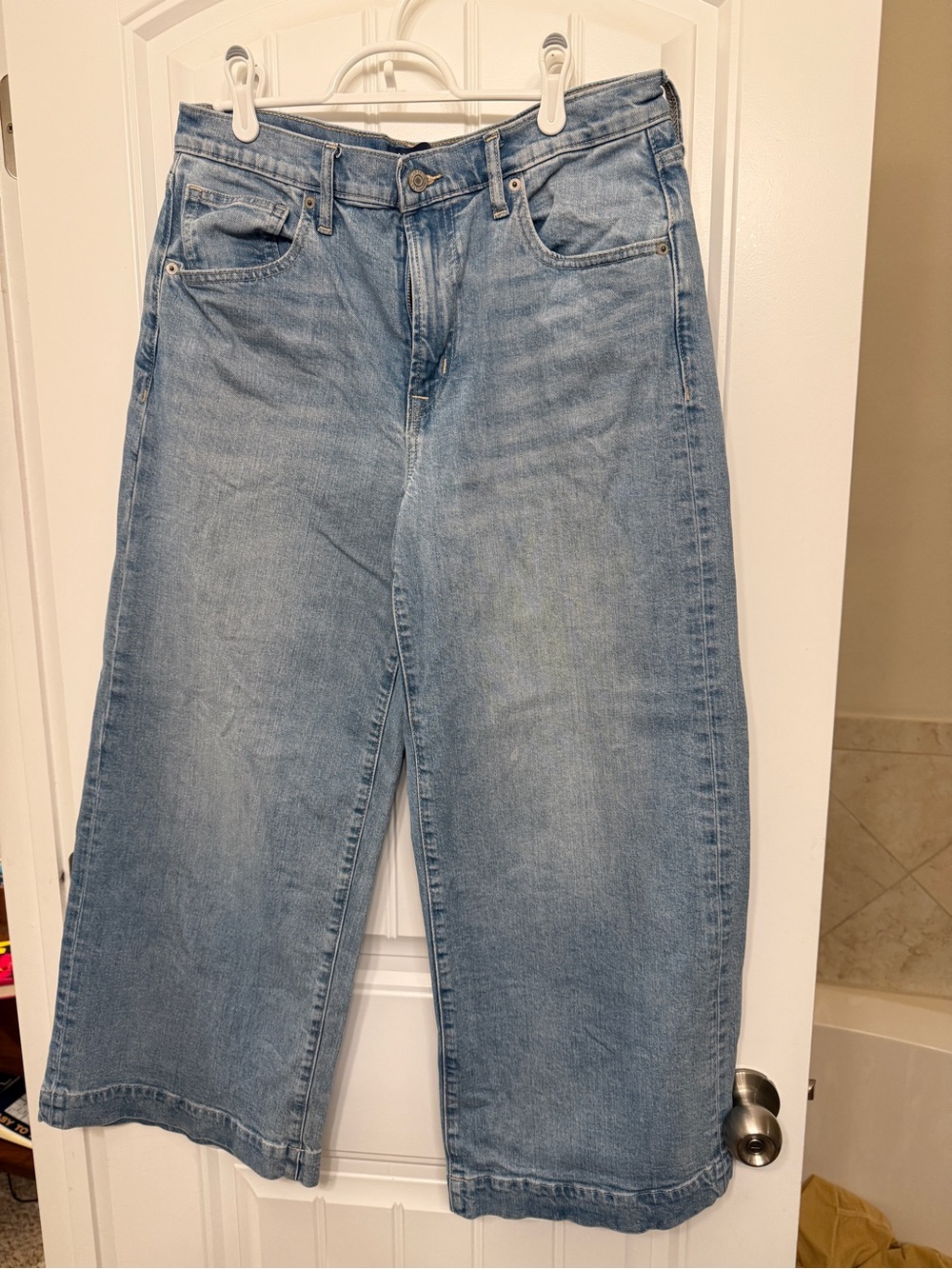 GAP Light Blue High Rise Wide-Leg Crop Jeans